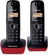 Dúo de teléfonos panasonic KX-TG1612SPR de color rojo