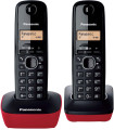 Teléfono PANASONIC KX-TG1612SPR Dúo, Rojo y Negro