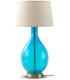 Lámpara de cristal azul con tulipa blanca